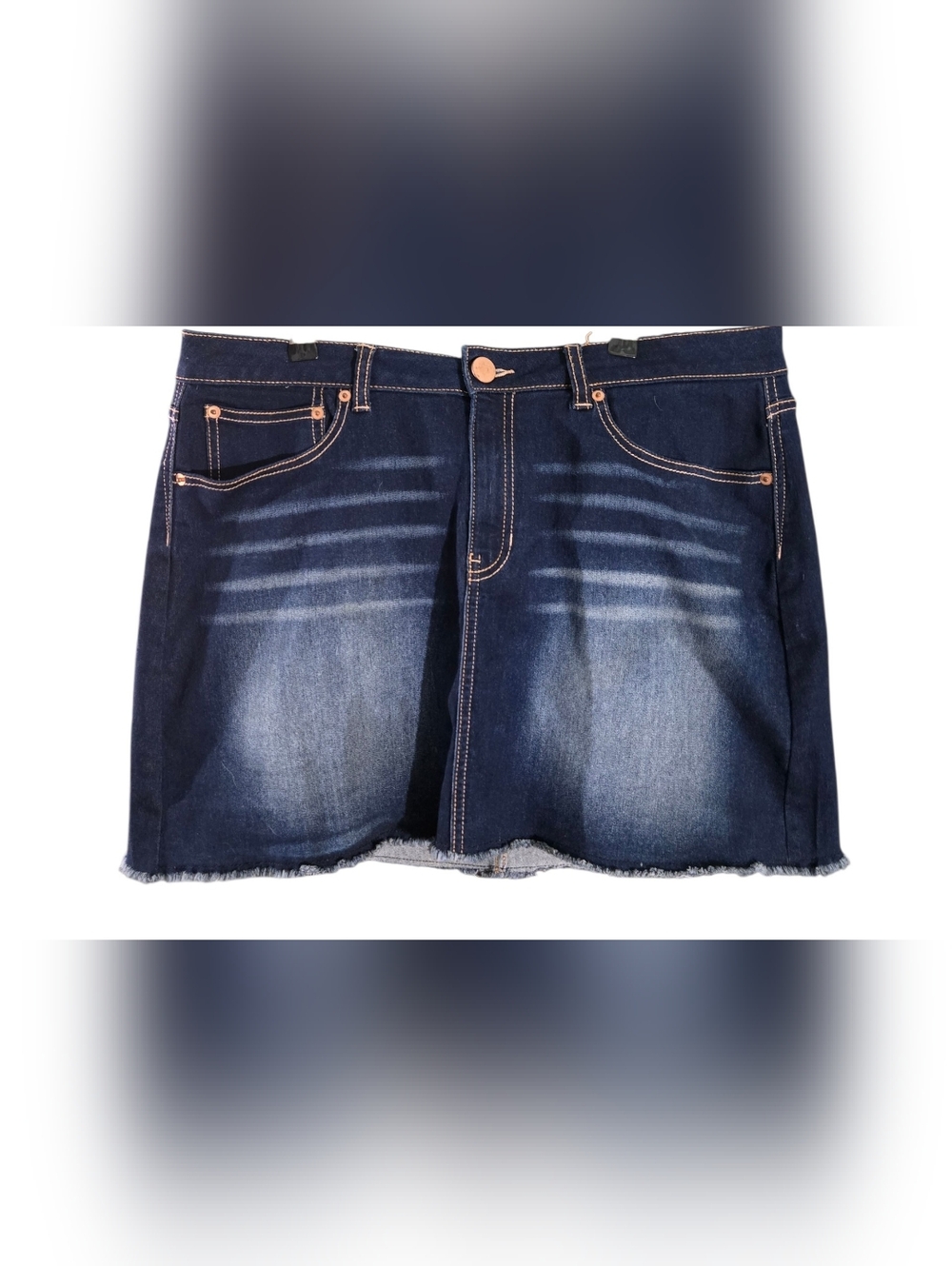 NOBO Dark Blue Denim Mini Skirt with Frayed Hem Size 17